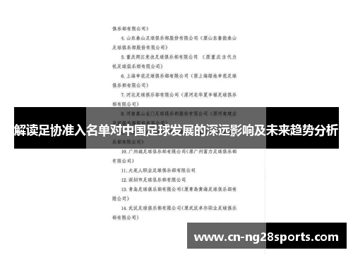 解读足协准入名单对中国足球发展的深远影响及未来趋势分析