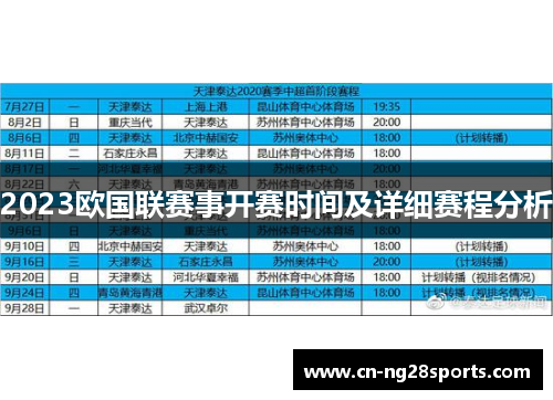 2023欧国联赛事开赛时间及详细赛程分析